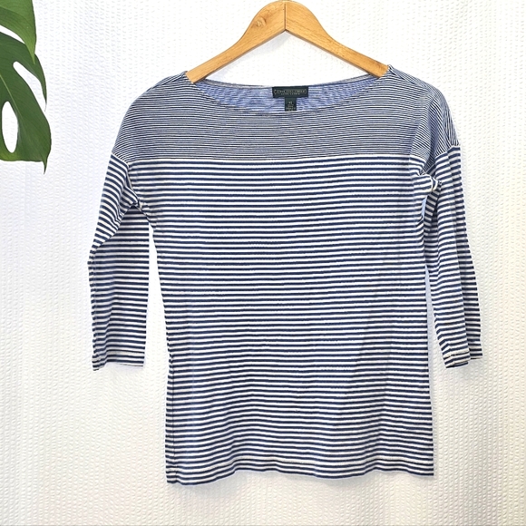 Ralph Lauren Tops - Ralph Lauren Navy and White Striped Long Sleeve Tee Size XS